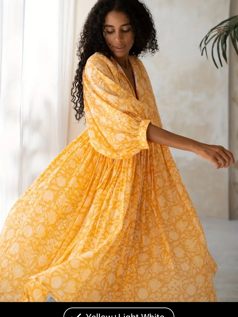 Sunshine Floral Maxi Dress in Yellow - Flowing Women's Maxi